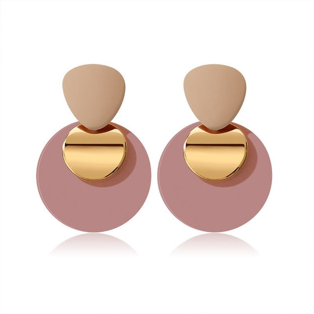 Women's Earrings Korean Acrylic Drop Earrings for Women Statement Geometric Round Gold Earring 2021 Fashion Trend Female Jewelry - Allofbeauty